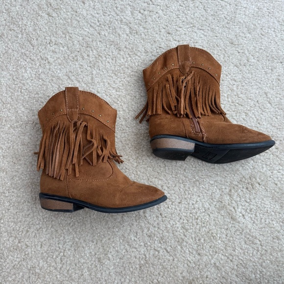 Cat & Jack Brown Fringe Ankle Boots - Picture 2 of 5